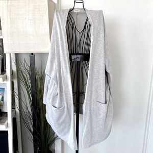 Donni Light Cream & Gray Oversized Duster Cardigan